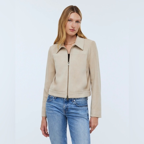 Madewell Shrunken Zip-Front Jacket in Suede NO887 - Picture 1 of 7